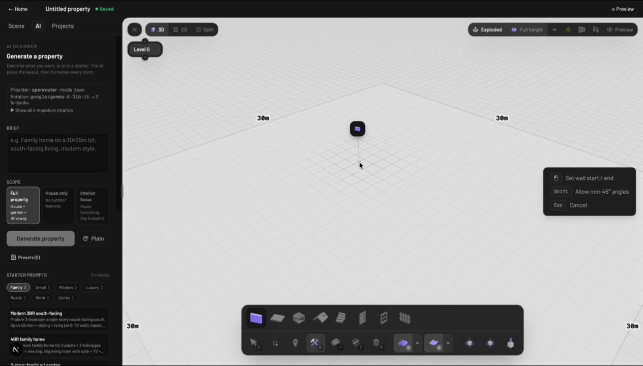 3D AI Property · generated 3D interior