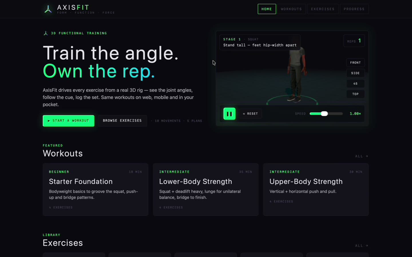 AxisFit · 3D-driven functional-training app
