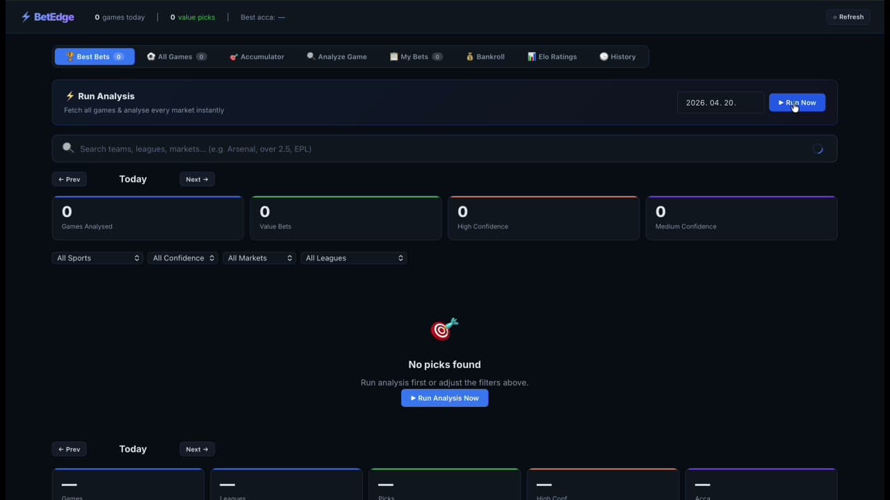 BetEdge · data-driven bet analyser