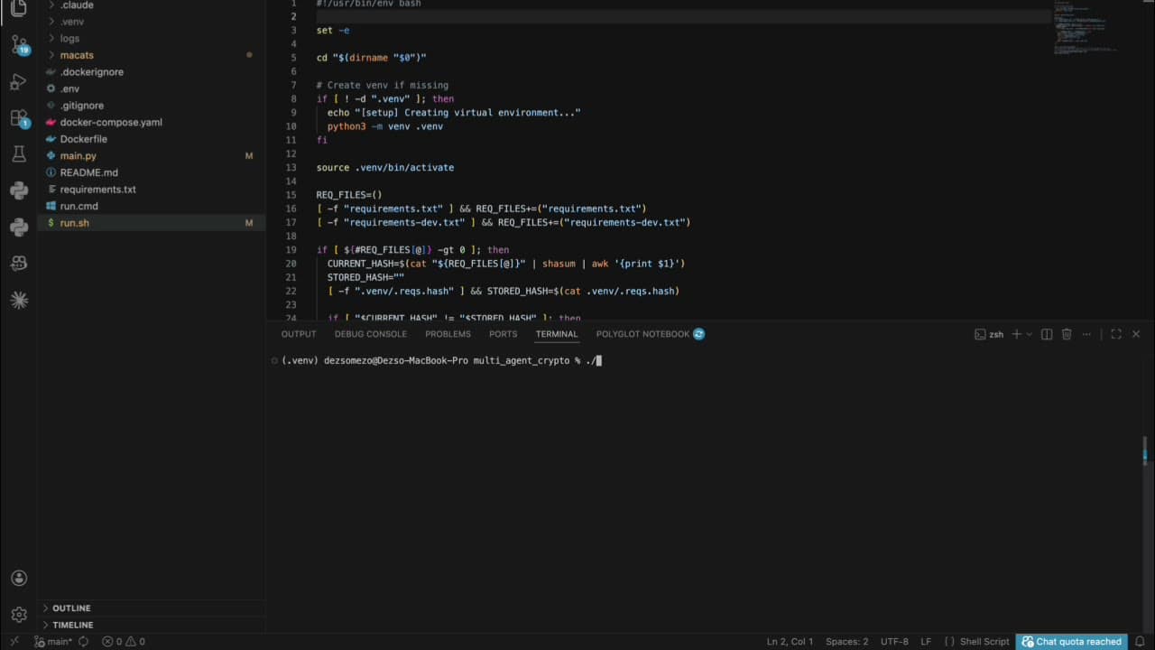 Multi-agent crypto trading dashboard