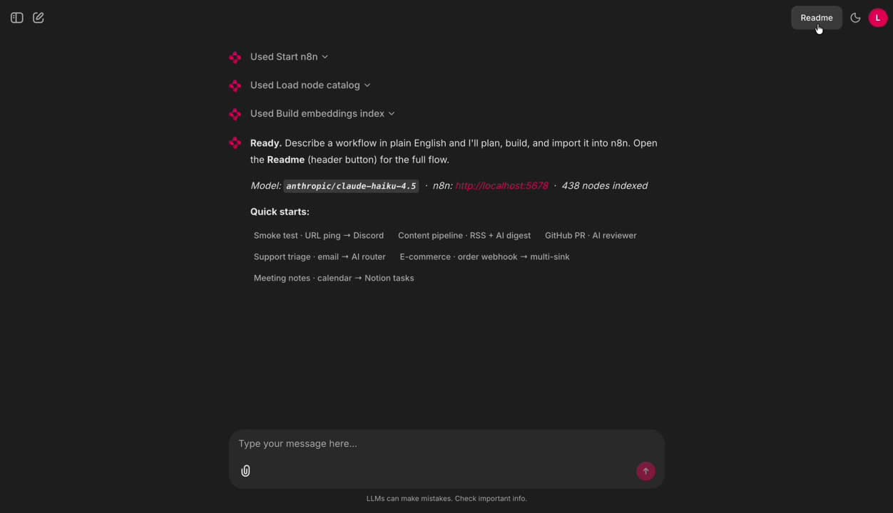 n8n AI Workflow Generator · describe a workflow in plain language, ship n8n nodes