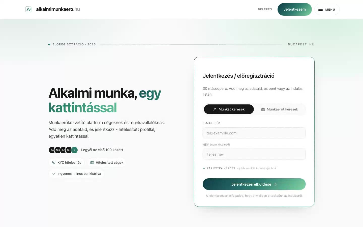alkalmimunkaero.hu · staffing platform for casual work